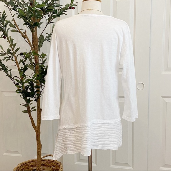 Crisp All White Cotton TUNIC with Asymmetrical Hem - Picture 8 of 10